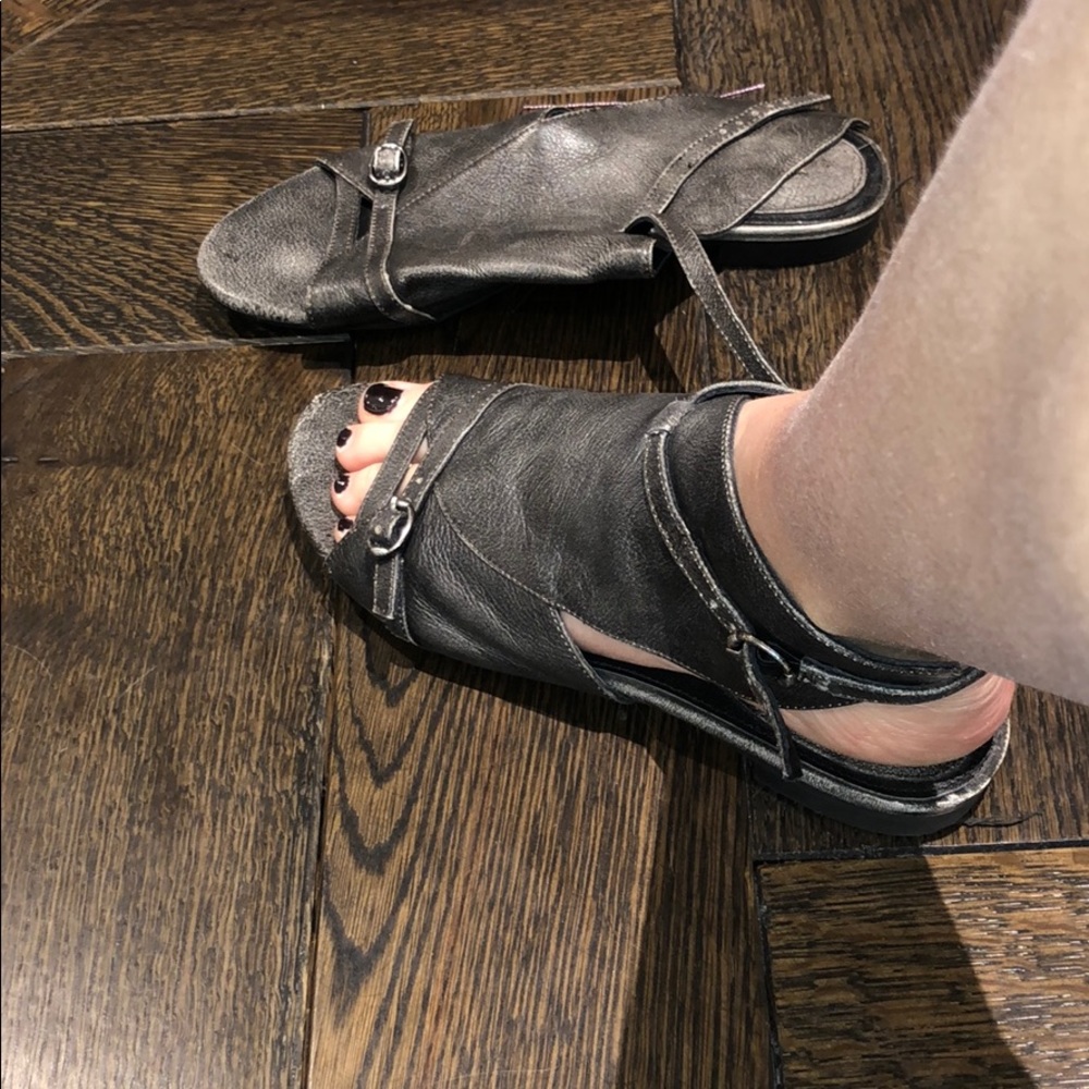 Gray half gladiator sandals